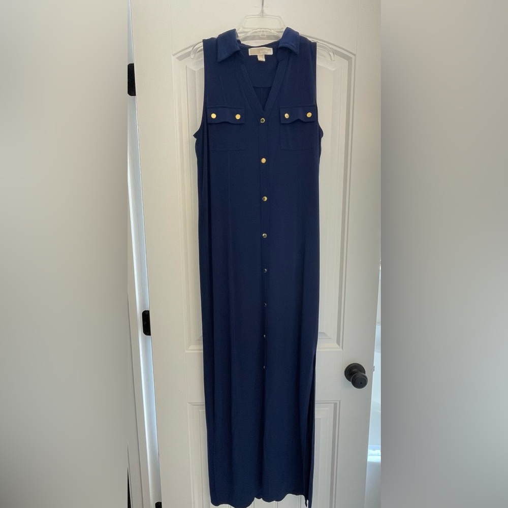 Navy blue floor length Michael Kors dress. Worn once.
